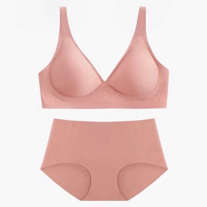 Nude No-Trace Bra Set with 3D Jelly Strip 