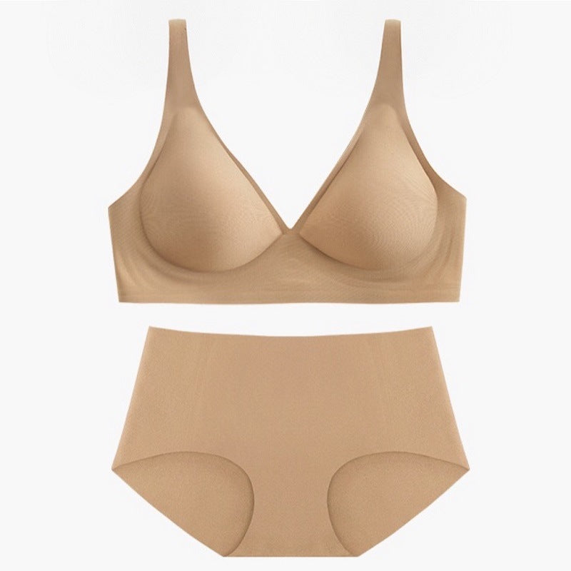 Nude No-Trace Bra Set with 3D Jelly Strip